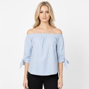 Kontrol blue striped off shoulder preppy blouse